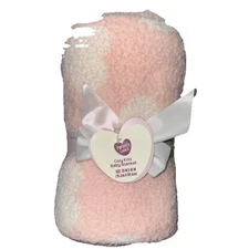 Parents Choice Pink Cozy Knit Baby Blanket Hearts White 40”x30” Soft New NWT