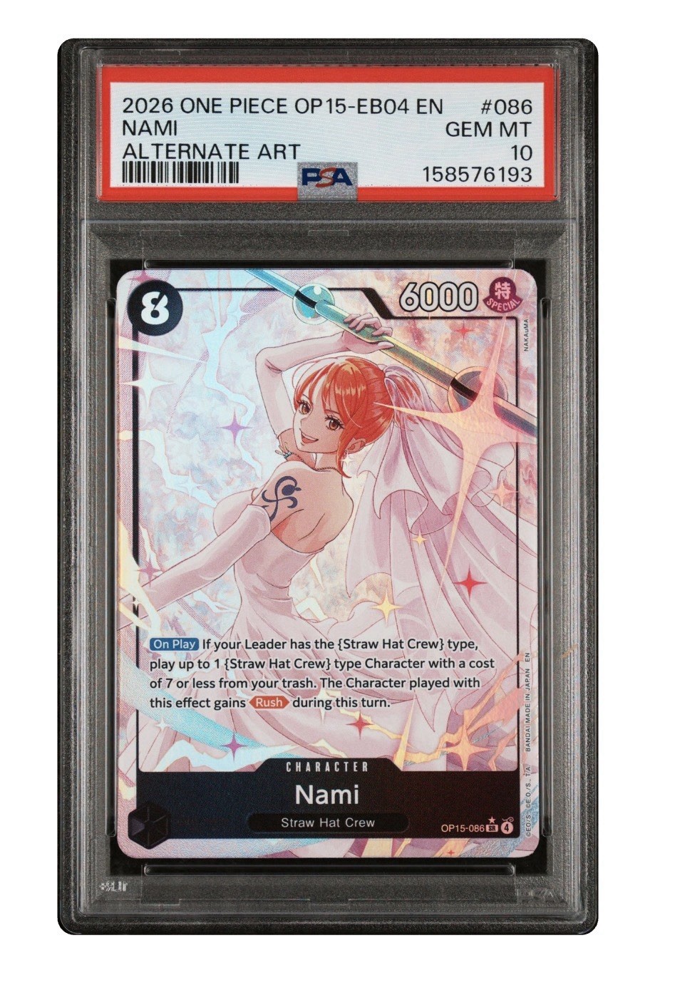 2026 ONE PIECE OP15-EB04-ADVENTURE ON KAMI'S ISLAND ALTERNATE ART NAMI PSA 10