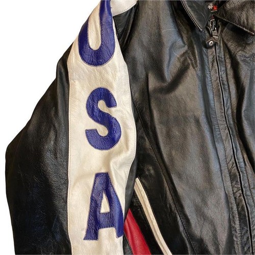 Vintage 90 Stars And Stripes Leather Jacket Usa Com. - Picture 3 of 6