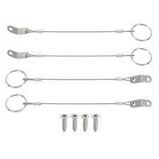 6" Lanyard Cable Safety Tether Wire Stainless Steel 316, Silver 4Pcs