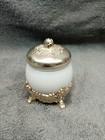 Milk Glass Cream Jar Avon Silver Tone Accent — photo 3