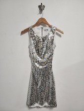 Fashion Nova silver sequin cutout mini dress S