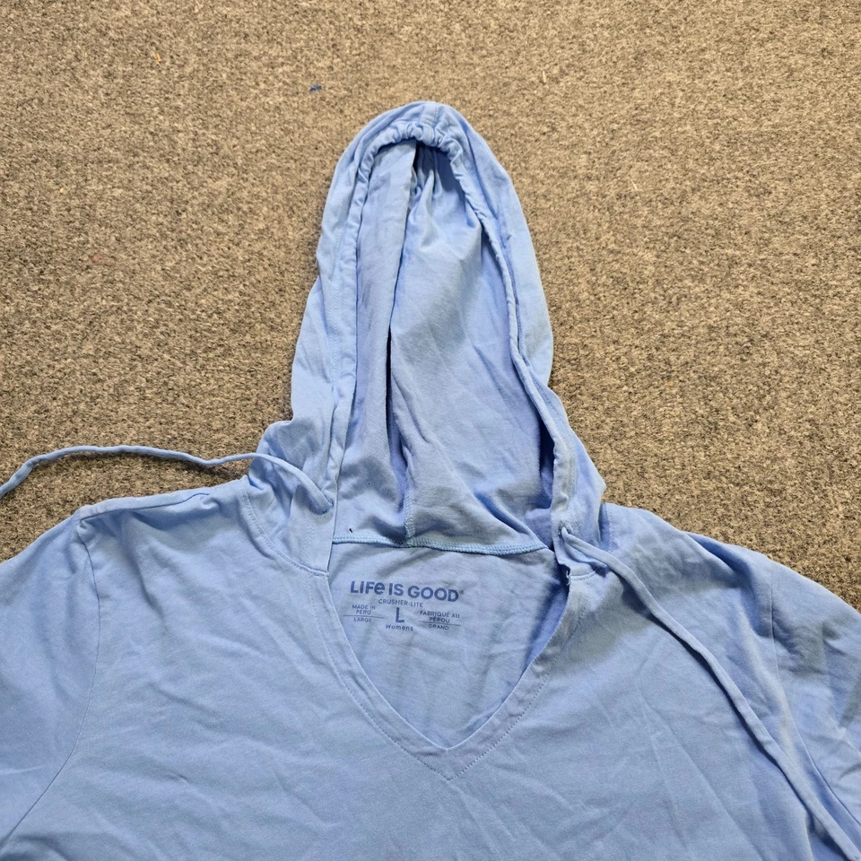 Life Is Good Top Mujer Grande Azul Manga Larga Sudadera con Capucha Crusher Lite Básico Informal Foto 2 de 4