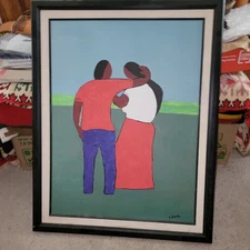 Signed C Knox "A Loving Couple" Acrylic on panel 28" x 22" Gorgeous!