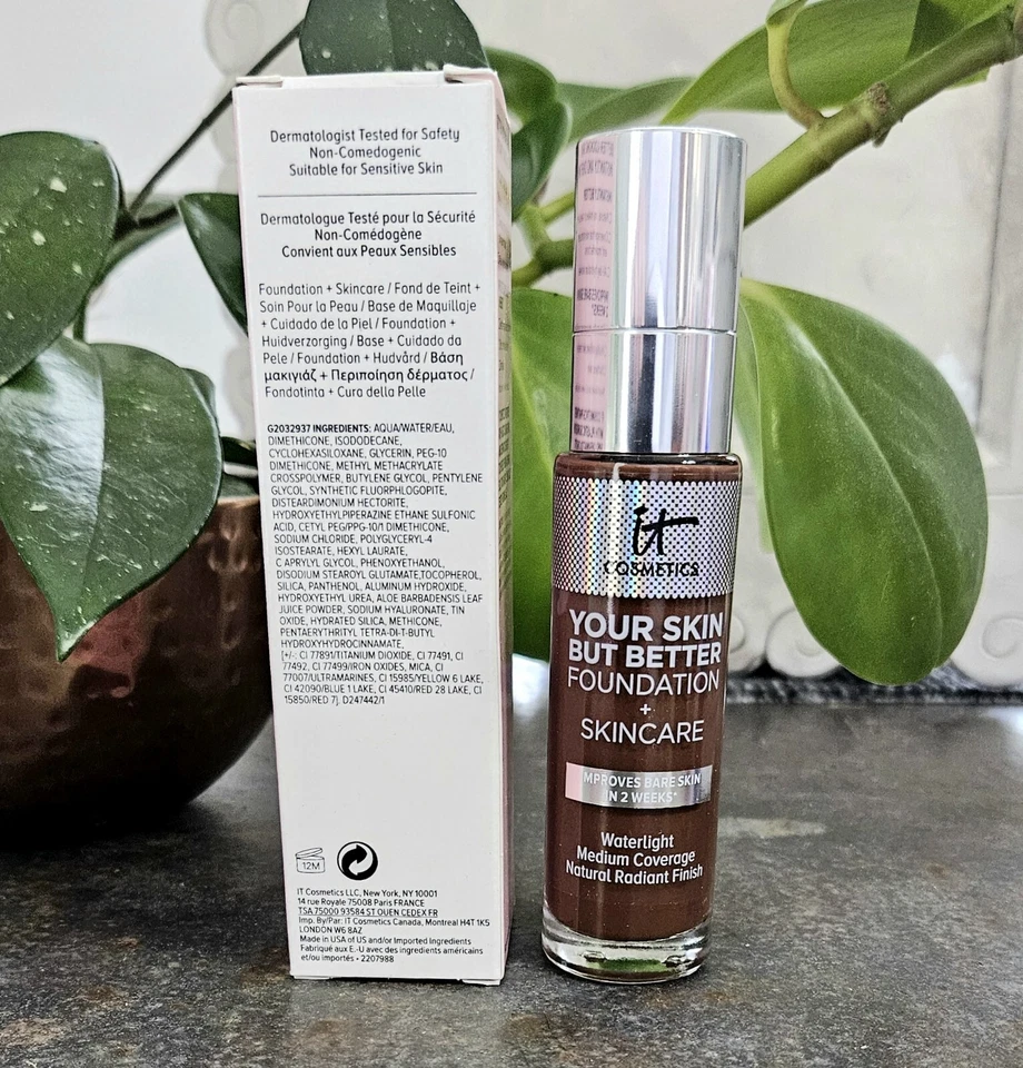 2 Bottles It Cosmetics Your Skin But Better Foundation Skincare Deep Cool 62 NEW - Image 3 of 3