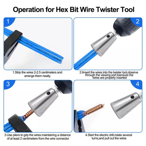 2x Abisolierwerkzeug Zwirnwerkzeug Elektrobohrmaschine Abisolierzange Kabelmutter Twist" - Bild 15 von 26