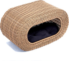 Interactive Stackable Cat Condo - Faux Rattan with Enclosed Bed  Play Areas