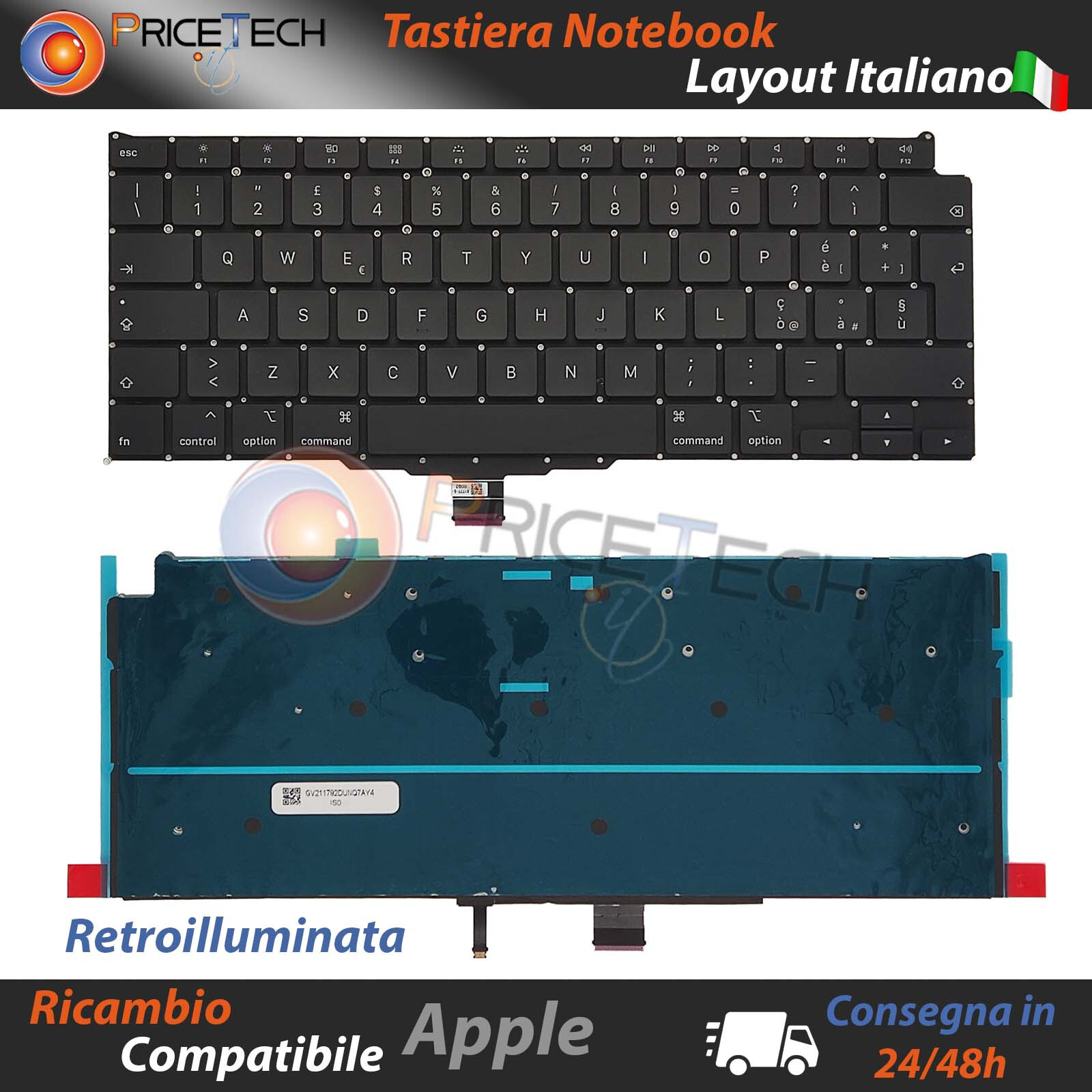 Tastiera Italiana APPLE Macbook Air 13,3" A2179 2020 Retroilluminata