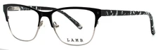 L.A.M.B. LA026 BLK Black Gunmetal Womens Semi Cat Eye Eyeglasses 52-15-135 B:39