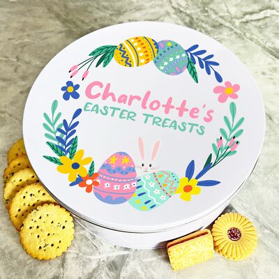 Blumen Ostereier Kranz Rund Personalisiert Geschenk Kuchen Kekse Süßigkeiten Leckerbissen Dose
