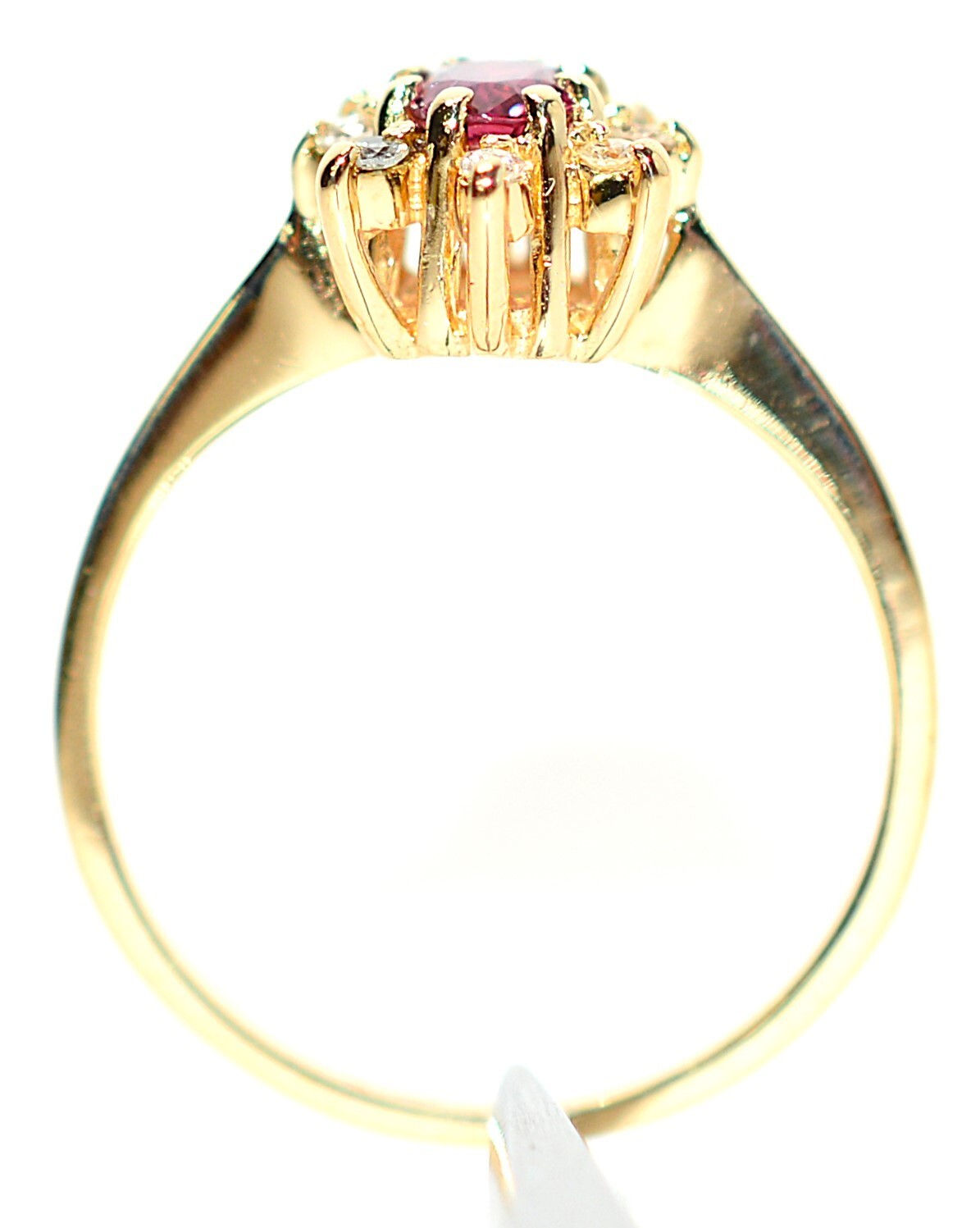 Natural Ruby & Diamond Ring 14K Solid Gold .29tcw… - image 3