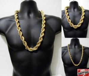 14K Gold Finish Hip Hop Rope Dookie Chain Chunky Twisted Necklace 30 ...