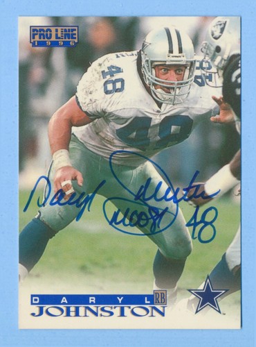 DARYL JOHNSTON - signed/signiert 1996 Pro Line Card #67 Cowboys mit COA