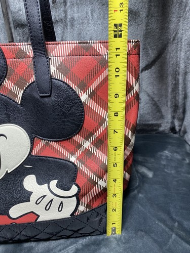 Disney x Loungefly Mickey Mouse Tote Bag Red Black Plaid Print - Picture 23 of 24