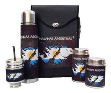 MALVINAS ARGENTINAS - JUEGO MATE m 4 - Bombilla Azucarero Yerbera Termo con Bolsa