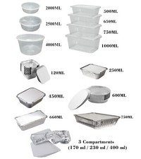 Pack of 100 Food Containers With Lids Takeaway Boxes Aluminium Foil Kitchen UK