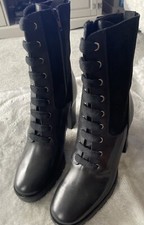 Image of Carvela Lace Up Mid Calf Leather & Suede Boot 6 New