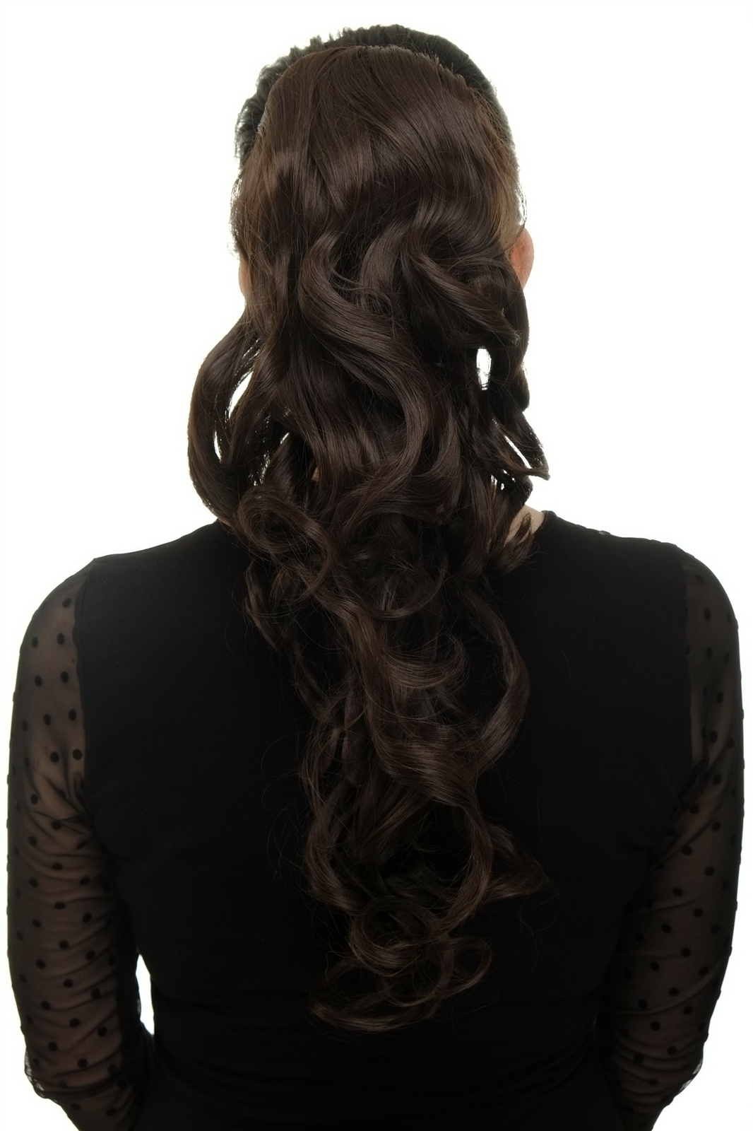 Hairpiece Plait Voluminous Curly Hooked Combs & Elastic Band Medium Brown 60cm
