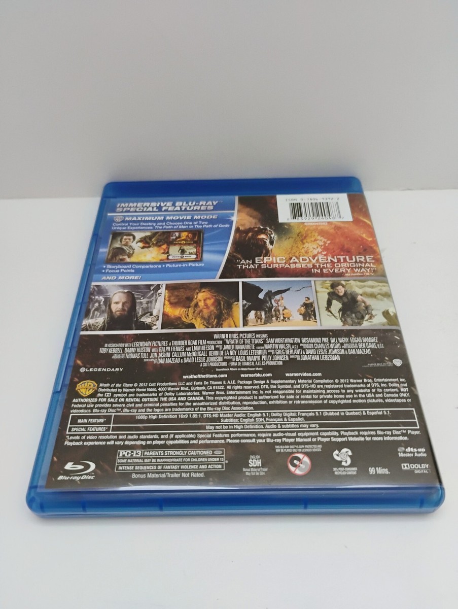 Wrath of the Titans DVD/Blu-ray 2012 Warner Bros VG Sam Worthington Liam  Neeson