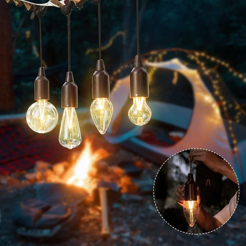 Outdoor Camping Vintage Retro LED Lighting Tent Lights Battery Operated  Hanging Rope Pull Cord Lights - China String Lights, Decorative Lights