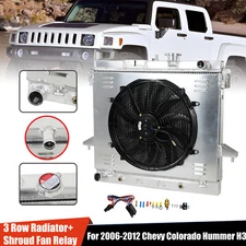 3 Row Radiator+Shroud Fan Kits For 2006-2012 Chevy Colorado Hummer H3/GMC Canyon