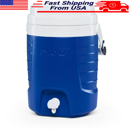 2-Gallon Plastic Beverage Cooler Jug W/ Hooks Insulated Sport Drink Dispenser