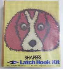 M H Yarns Latch Hook Kit #11001 Dog Gone 9"x12 1/2" Shapees 1980 Wall Hanging