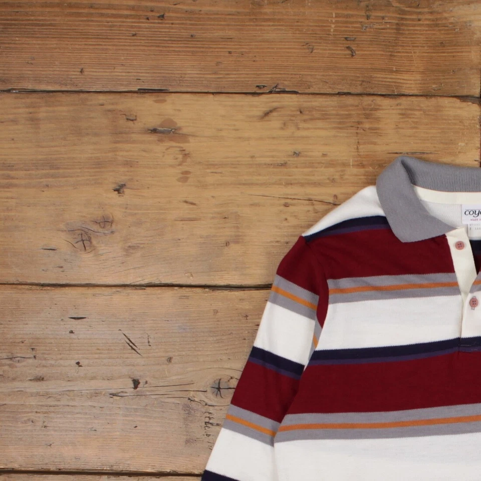 Camiseta Polo Vintage Puntada Única Mediana Años 90 Hecha en EE. UU. Coyote Rayas Foto 4 de 4