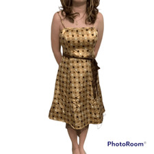 Y2k brown polka dot dress. Pin up retro Fit & flare layered summer dress