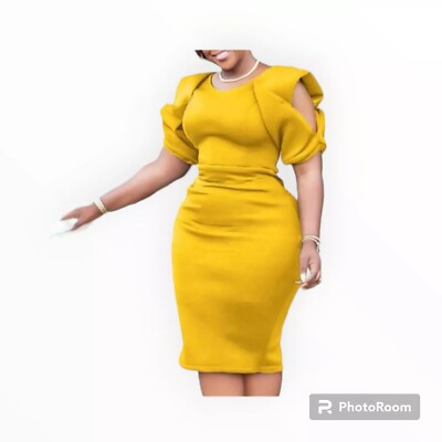 knee length dresses for ladies Tulle Trim Sleeve V-Neckline Slit Back Scuba Midi Dress Small / Autum Glaze main image 1