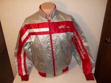Vtg 1980's MAC TOOLS PERFORMANCE RACING STRIPE SATIN NYLON JACKET Size Large