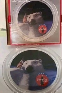 Vintage 1995 Coca-Cola Platter Polar Bear 13" Glass Tray With Original Box. #16