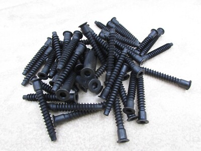 50 PACK Heavy Duty 7 x 50mm Black Hafele Confirmat Assembly Screws 10mm Head