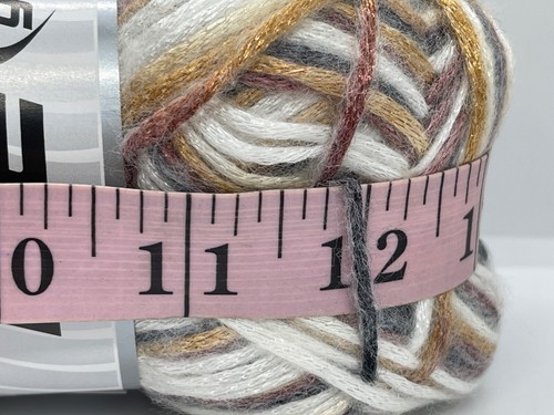 Glam Universe Ice #64593 Grey Gold White Copper Tan 100gr 250yd Shiny Fuzzy Yarn - Picture 3 of 5