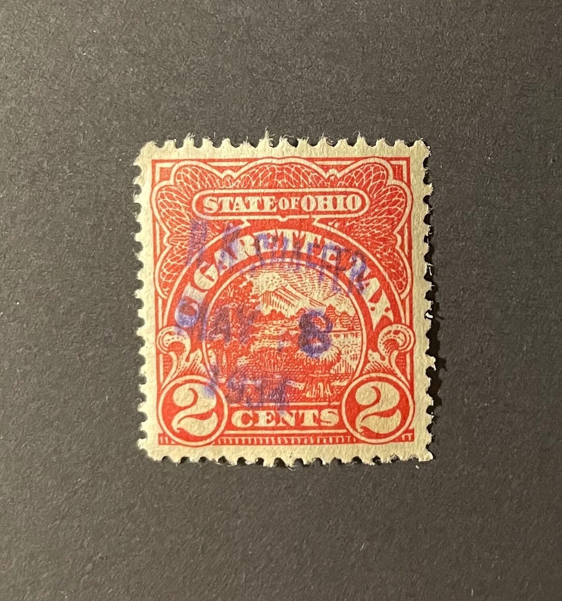 Ohio State Revenue 2 cents Cigarette Tax #C2 red H.K. Shaffer Co. May 8,  1934
