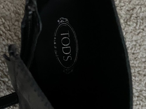 Tod's Ankle Boots Black Leather Silver Tone Side Zip EU Size 40/US 9-10? NWOB - Picture 6 of 8