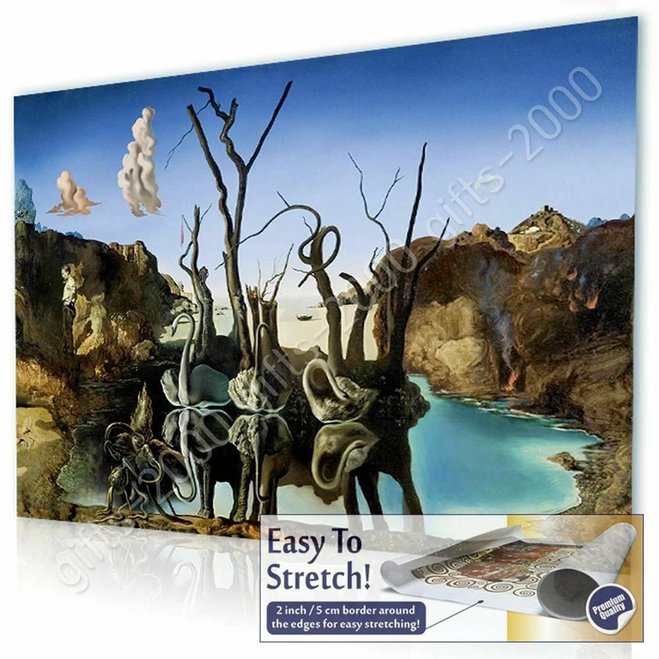 Cisnes elefantes reflectantes de Salvador Dalí | Lienzo (enrollado) | Arte de pared HD Foto 2 de 4