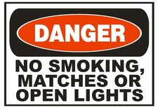 Danger No Smoking Matches or Open Lights Sticker Safety Sticker Sign D683 OSHA