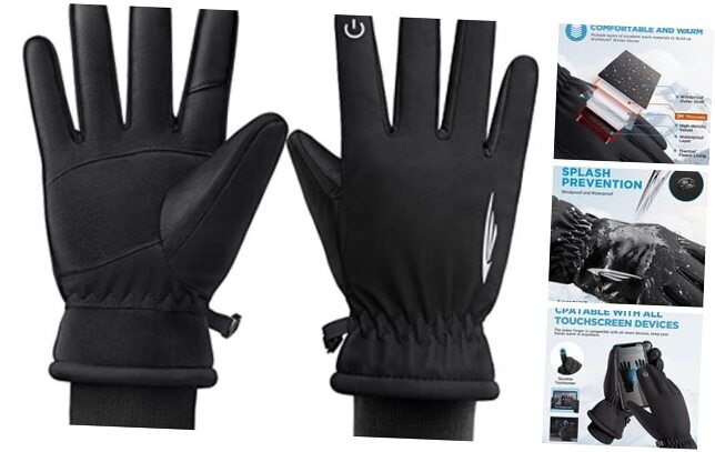 Winter Gloves Women Men,Touchcreen Insulated Warm Gloves Cold Small Black-image