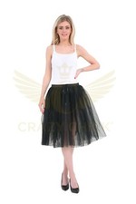 LADIES 25 INCHES LONG 3 LAYERS BLACK TUTU SKIRT HALLOWEEN FANCY DRESS ACCESSORY