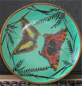 Vintage Chinese Very Decorative Butterfly Dish / Bowl set in Brass