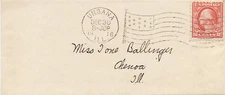 US 1916 Postal Cover Urbana Illinois Flag Cancel
