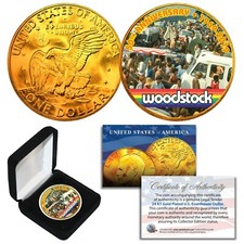 WOODSTOCK 50th Anniversary 1969-2019 24KT Gold Plated IKE Dollar Coin with BOX