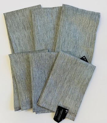 Set of 6 Faux Silk Silver Napkins Table Decor 17'' x 17'' Holiday Party Tableware