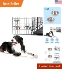 Pet Bowls for All Sizes - 20oz Stainless Steel Hanging Dishes for Food & Water