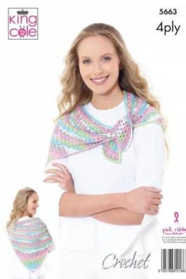 King Cole 4ply Häkelmuster Schal Mütze Und Triangualr Wrap 5663