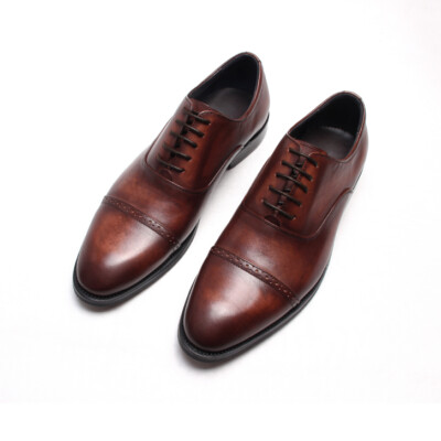 Carved Lace Up Pointed Toe Brogue Oxfords Formal Wedding Mens Real Leather Shoes