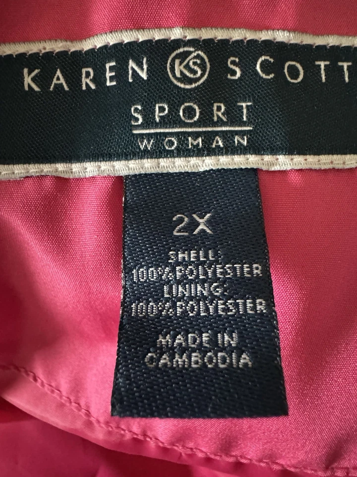 KAREN SCOTT SPORT Abrigo de Primavera Rosa Brillante Chaqueta Bolsillos Cuello + Capucha Cremallera 2X Foto 3 de 4