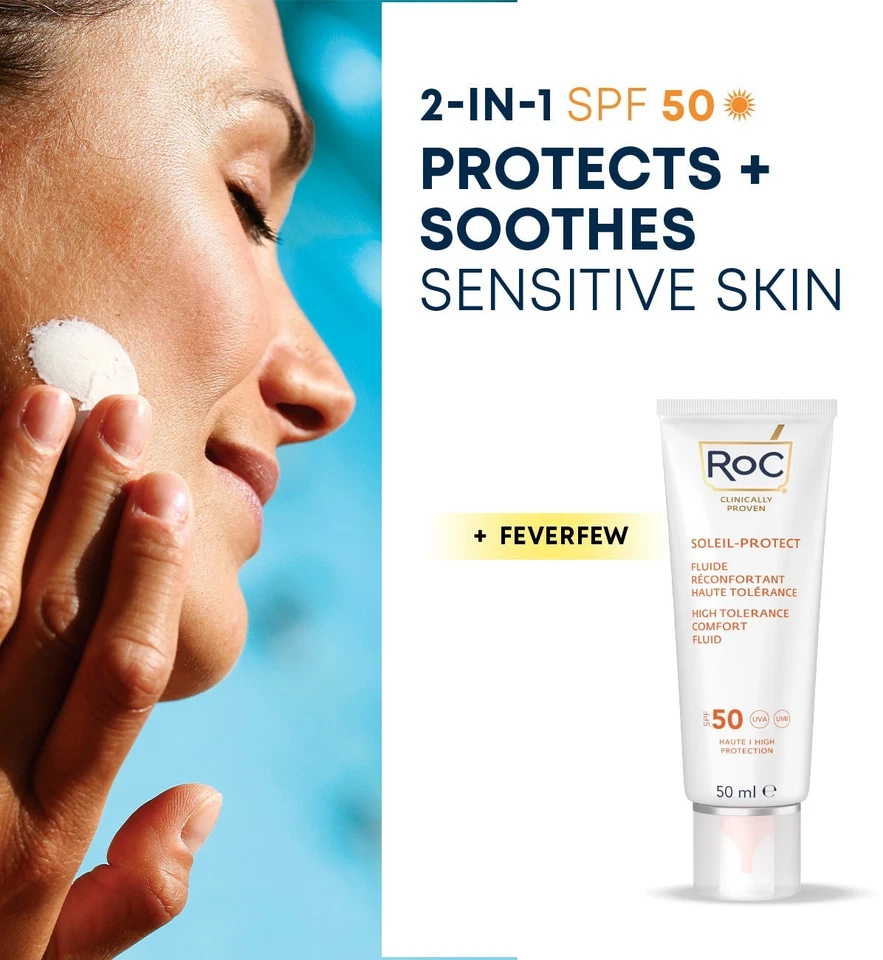 roc Sun Cream factor 50 High Tolerance Comfort Fluid SPF50 For Sensitive Skin - Image 3 of 4