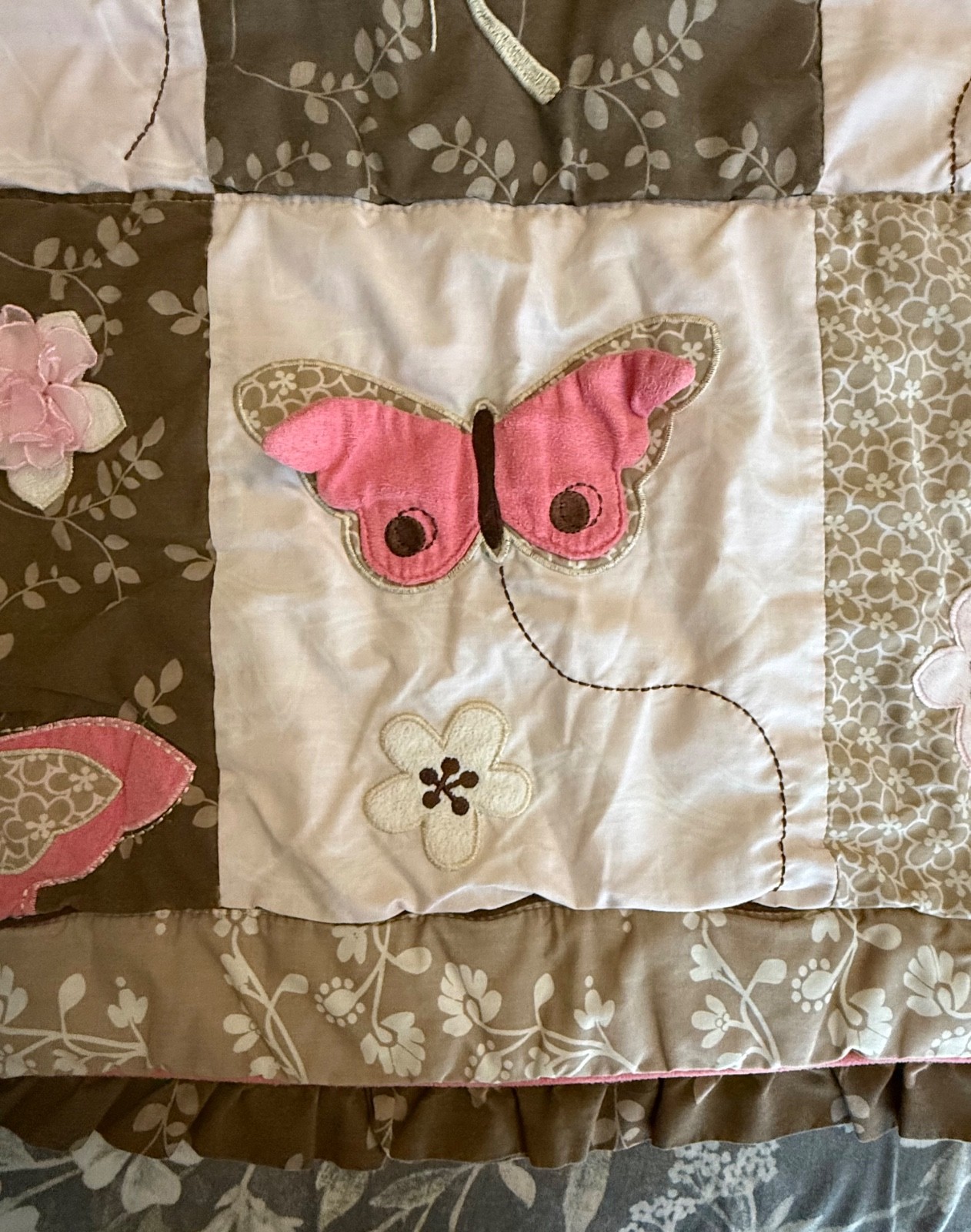 CoCaLo Baby Mia Rose Blanket  Flowers Ruffle Butterflies Pink